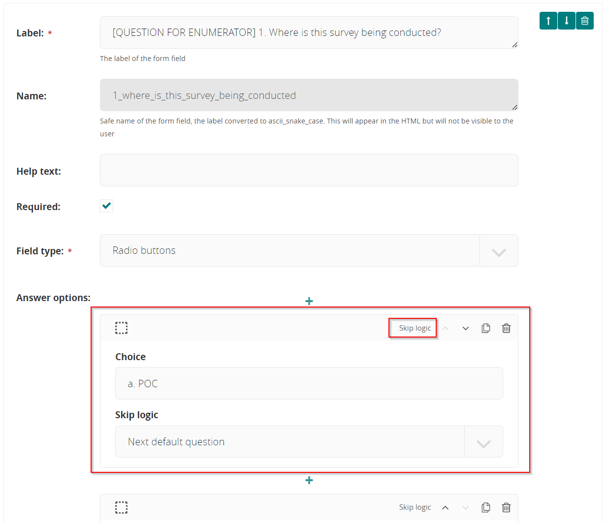 Example of Skip Logic content block