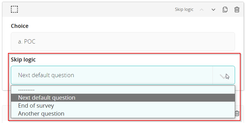 Skip Logic content block with Skip Logic field highlighted